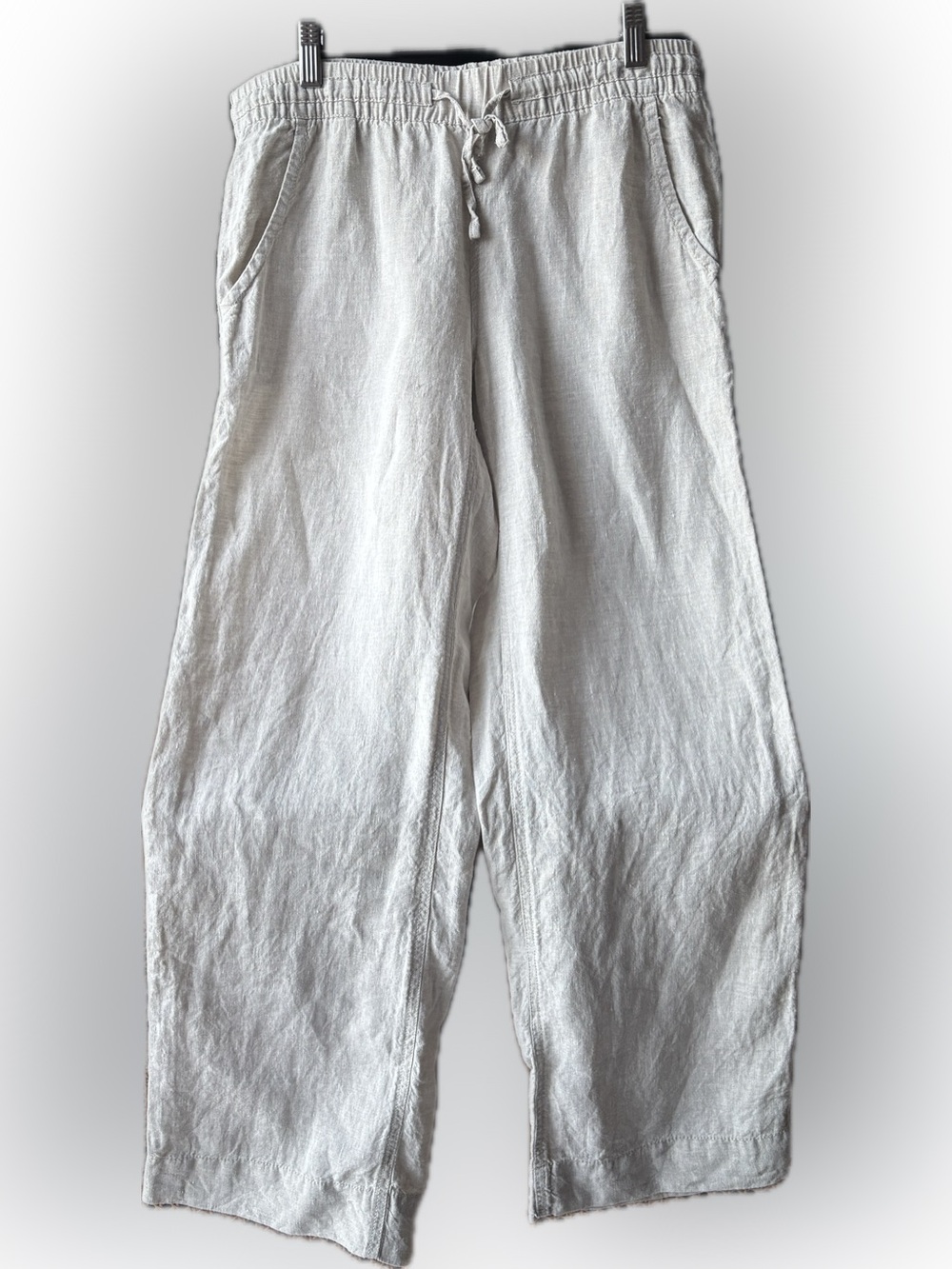 L.L.Bean Linen Wide Leg Pull-On Pants Natural Oatmeal NWOT - Coastal Grandma